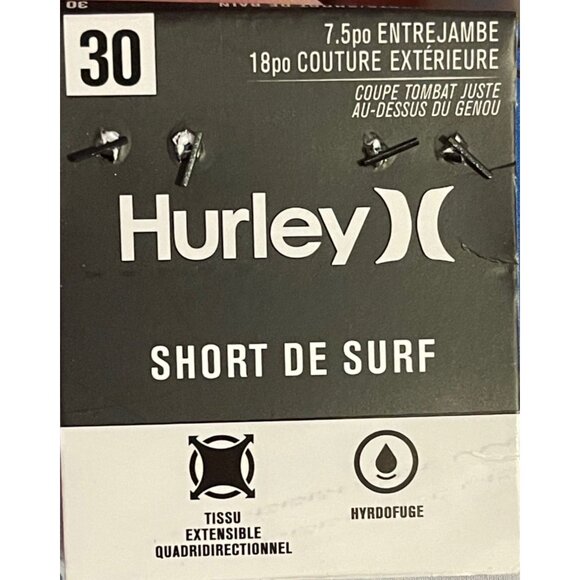 Hurley Mens 30 Boardshorts 4-Way Stretch Water Repellent Surf Shorts Blue/White - Picture 5 of 5